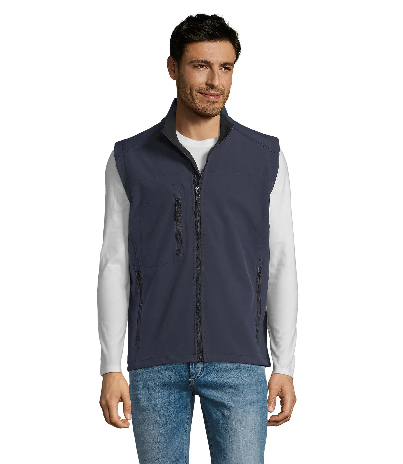 Gilet SOL'S Rallye Men, French navy, su modello, fronte