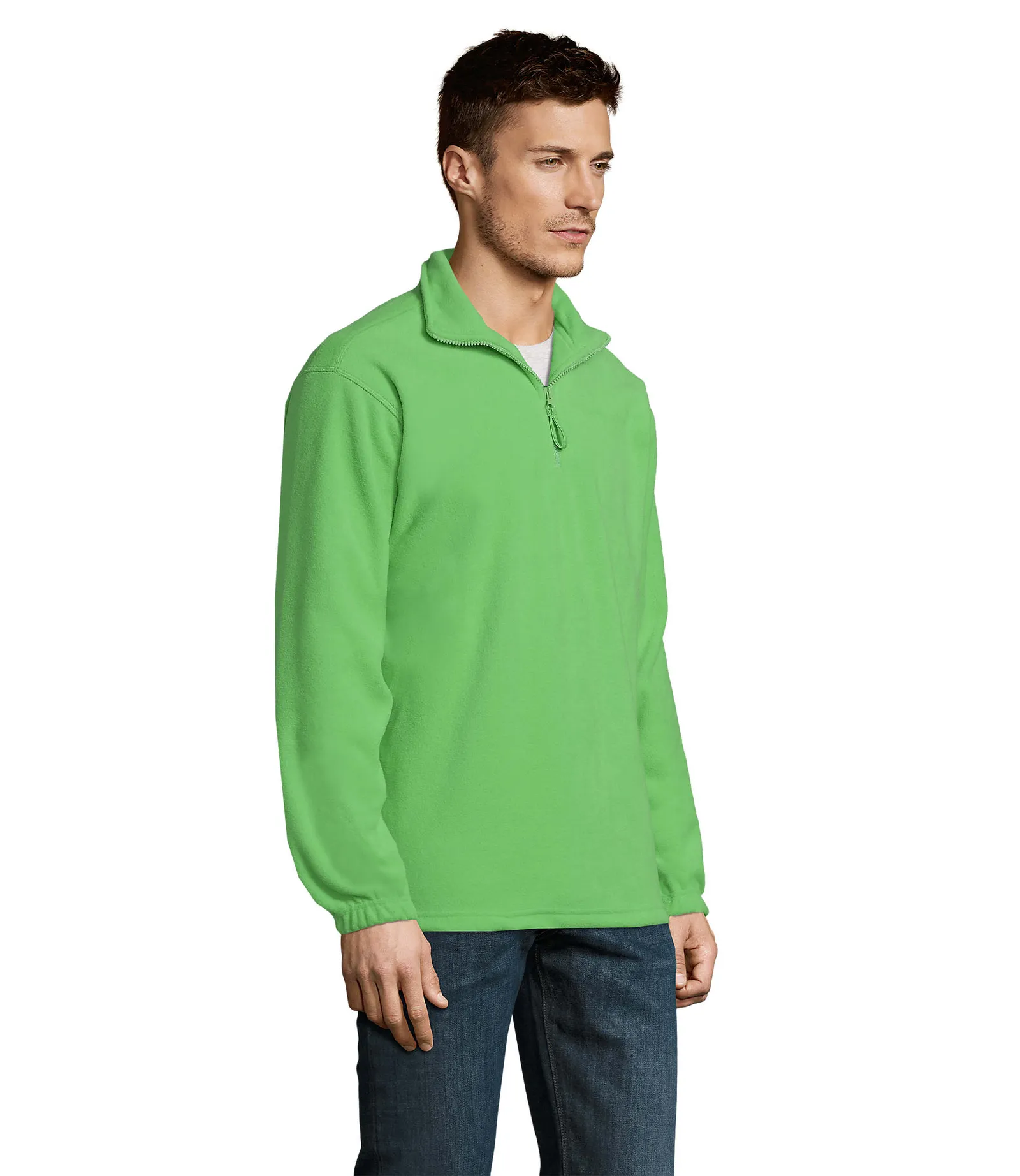 Felpa con zip SOL'S Ness, Lime, su modello, lato