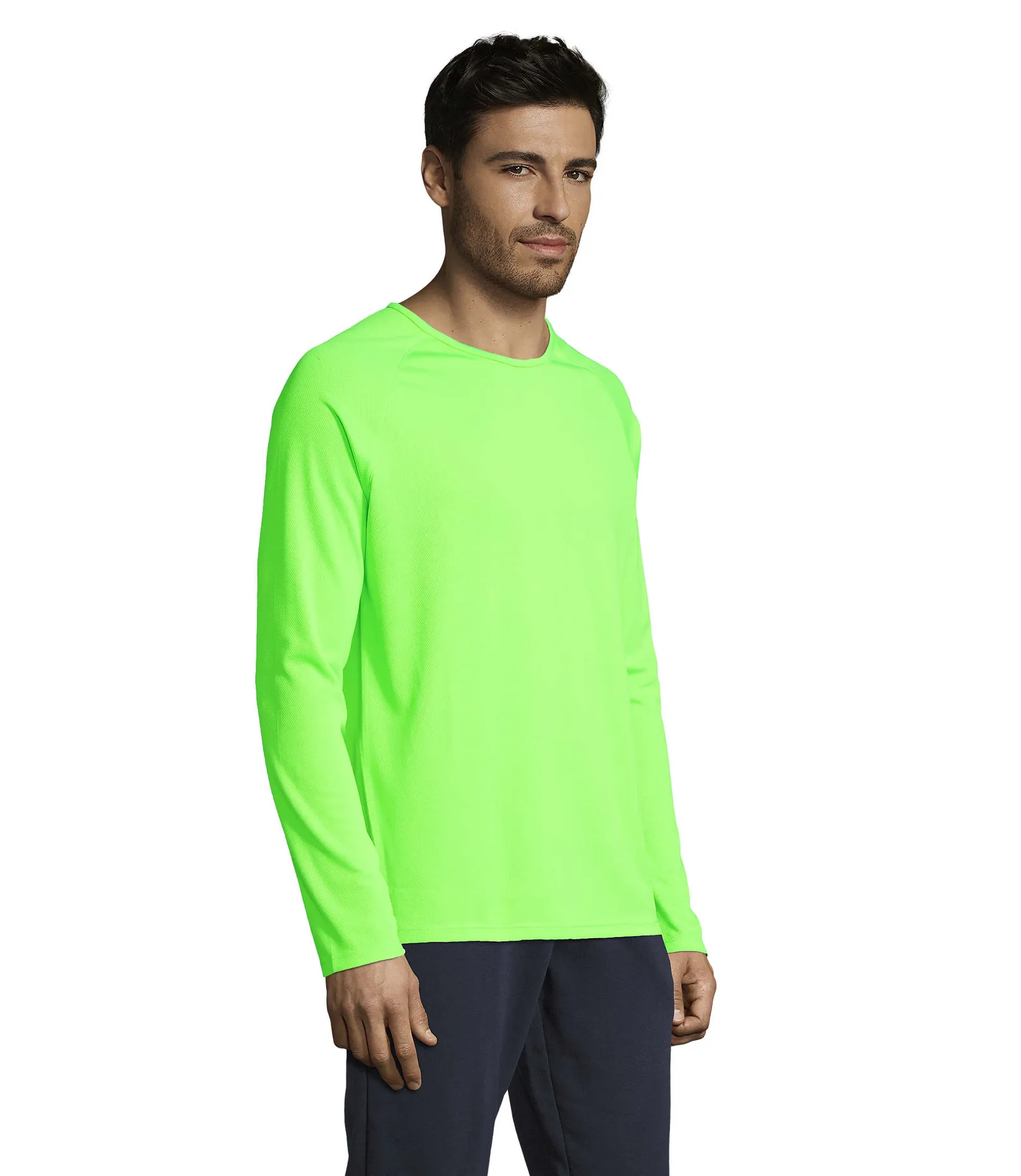 T-shirt tecnica SOL'S Sporty Lsl Men, Neon green, su modello, lato
