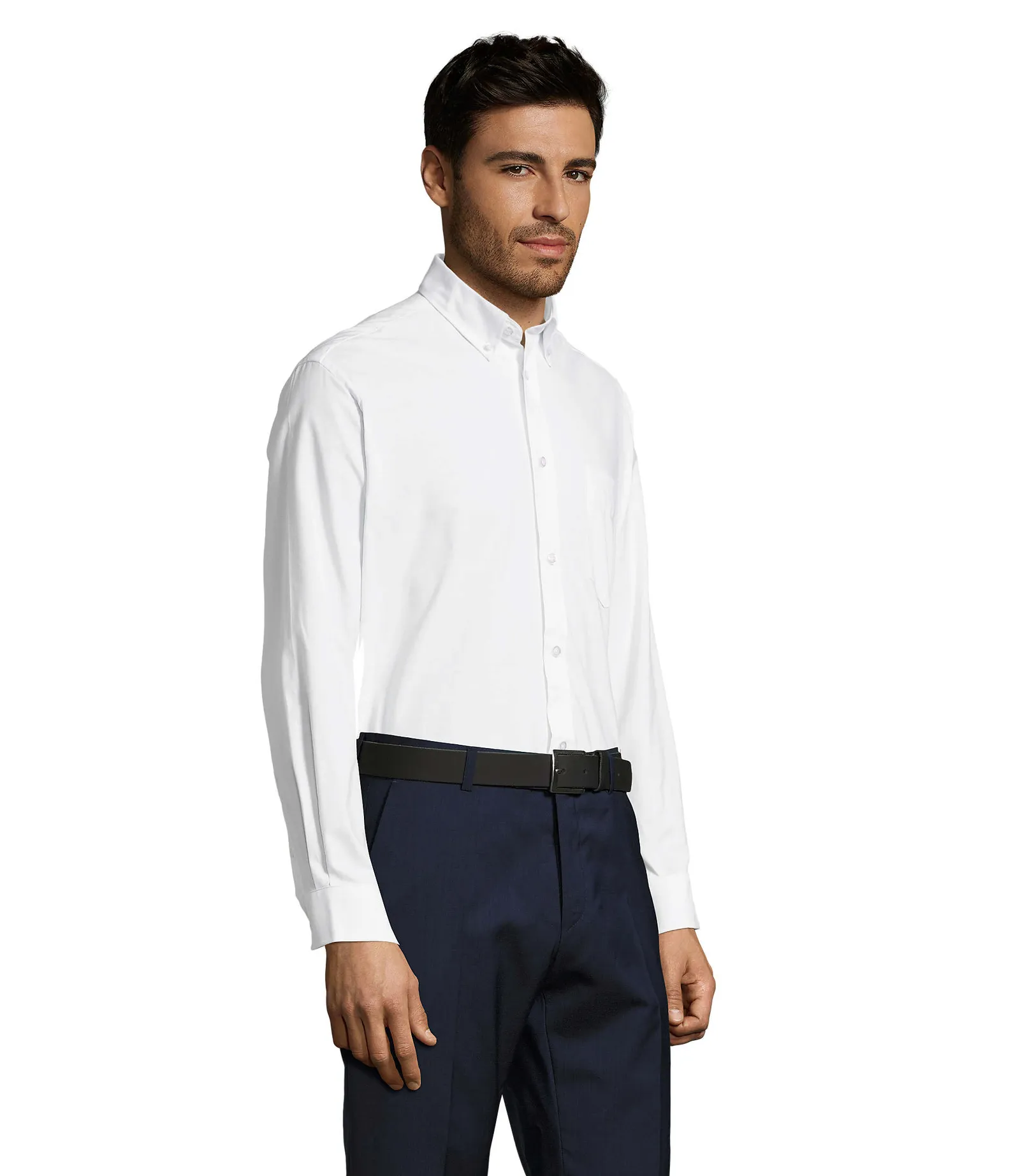 Camicia manica lunga SOL'S Boston, White, su modello, lato