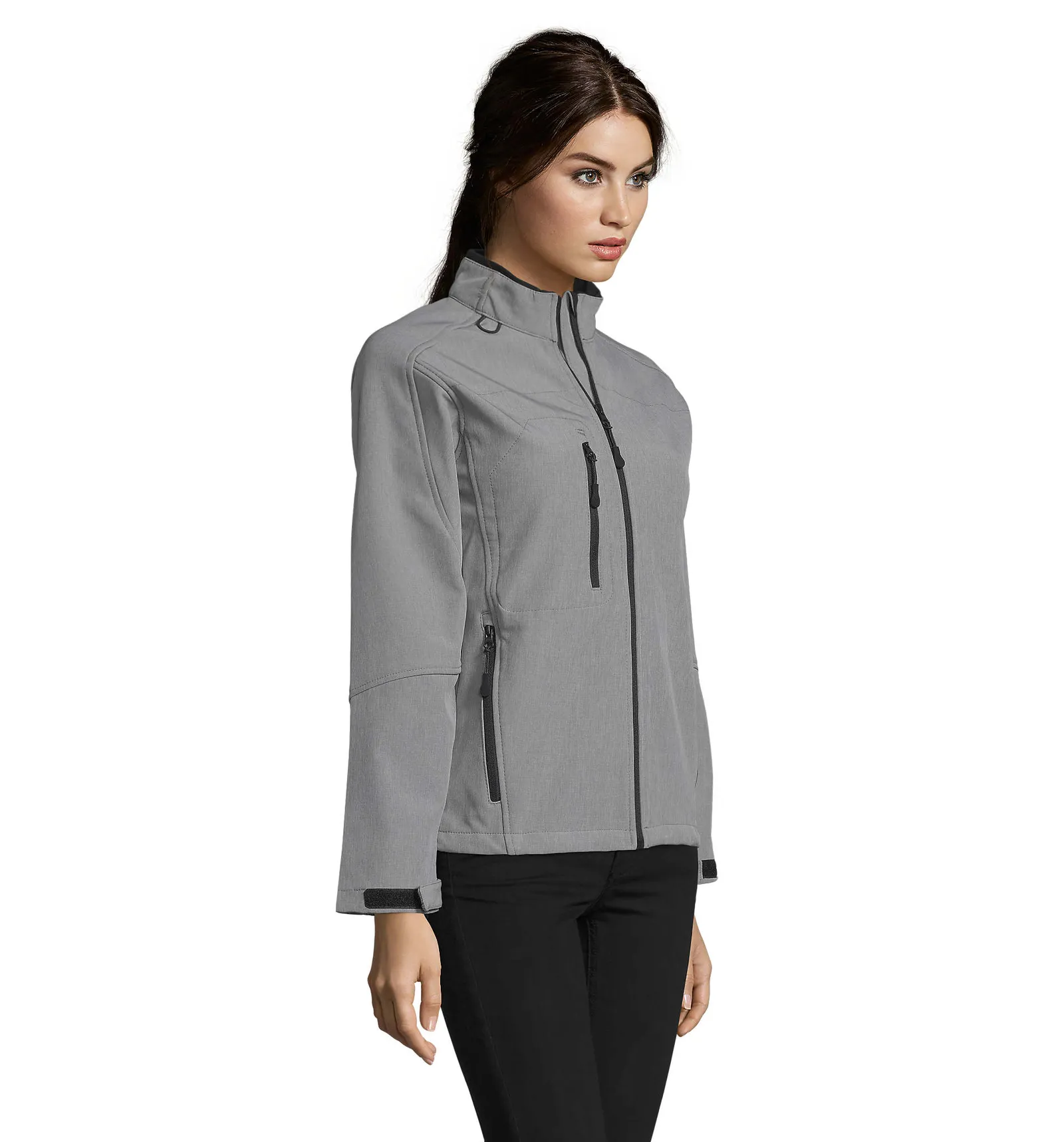 Softshell SOL'S Roxy, Grey melange, su modello, lato