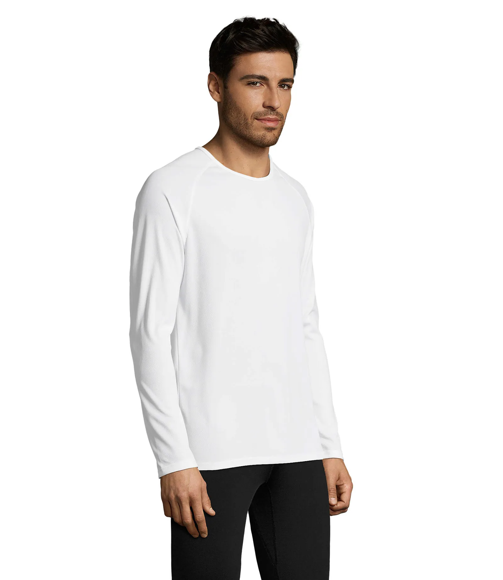 T-shirt tecnica SOL'S Sporty Lsl Men, White, su modello, lato
